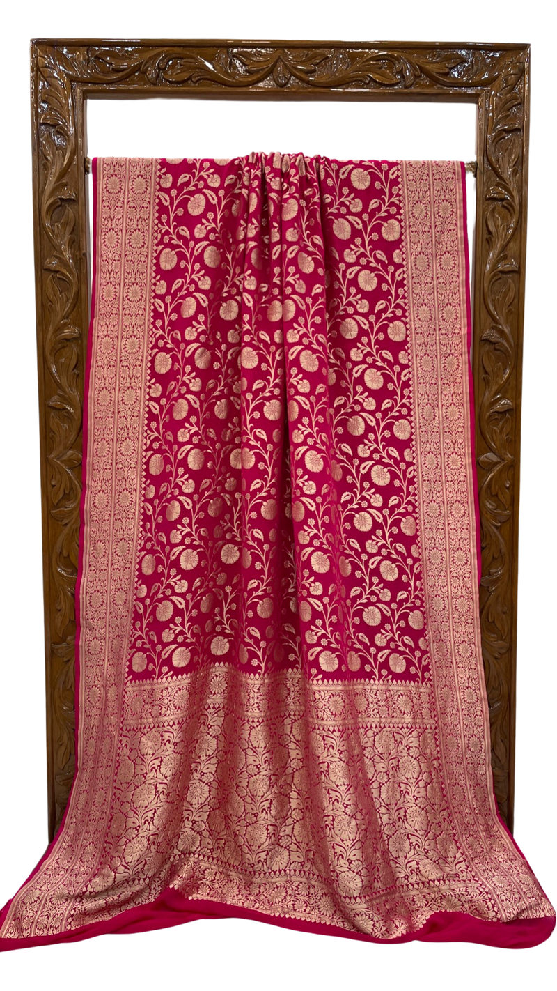 Khaddi Georgette Handloom Banarasi Saree - The Handlooms