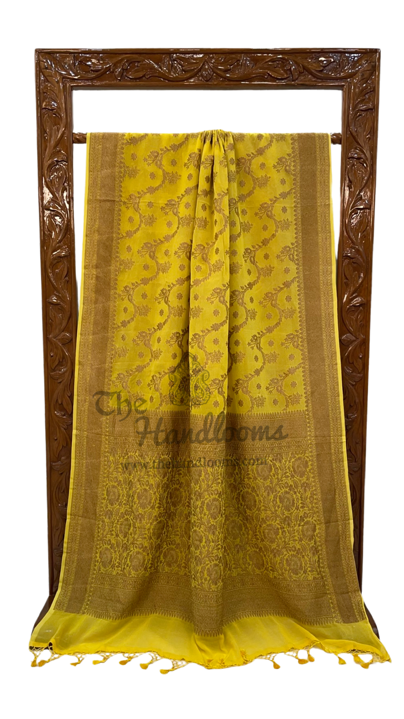 Khaddi Georgette Banarasi Saree -  Antique zari - The Handlooms