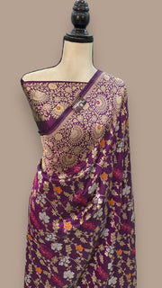 Pure Katan Silk Banarasi Handloom Saree - All over Jaal work - With Meenakari - The Handlooms