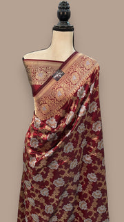 Pure Katan Silk Banarasi Handloom Saree - All over Sona Roopa Jaal work - The Handlooms