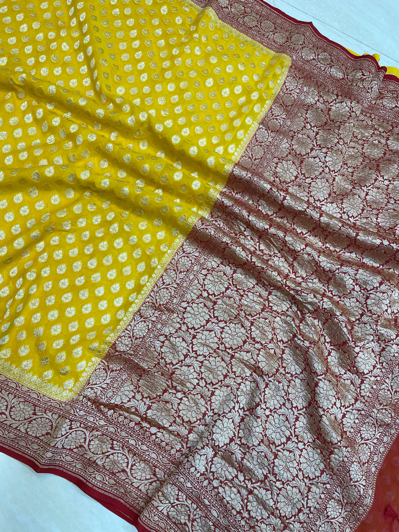 Khaddi Georgette Banarasi Saree - Gold zari - The Handlooms