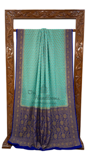 Khaddi Georgette Handloom Banarasi Saree -  Antique zari - The Handlooms