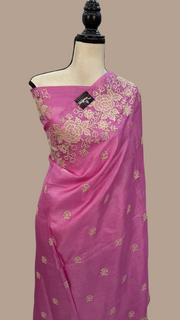 Tussar Silk Handloom Banarasi Saree With Chikankari - The Handlooms