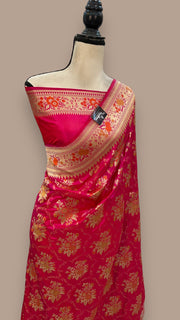 Pure Katan Silk Banarasi Handloom Saree - All over Jaal work with Meenakari - The Handlooms
