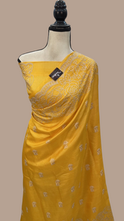 Tussar Silk Handloom Banarasi Saree With Chikankari - The Handlooms