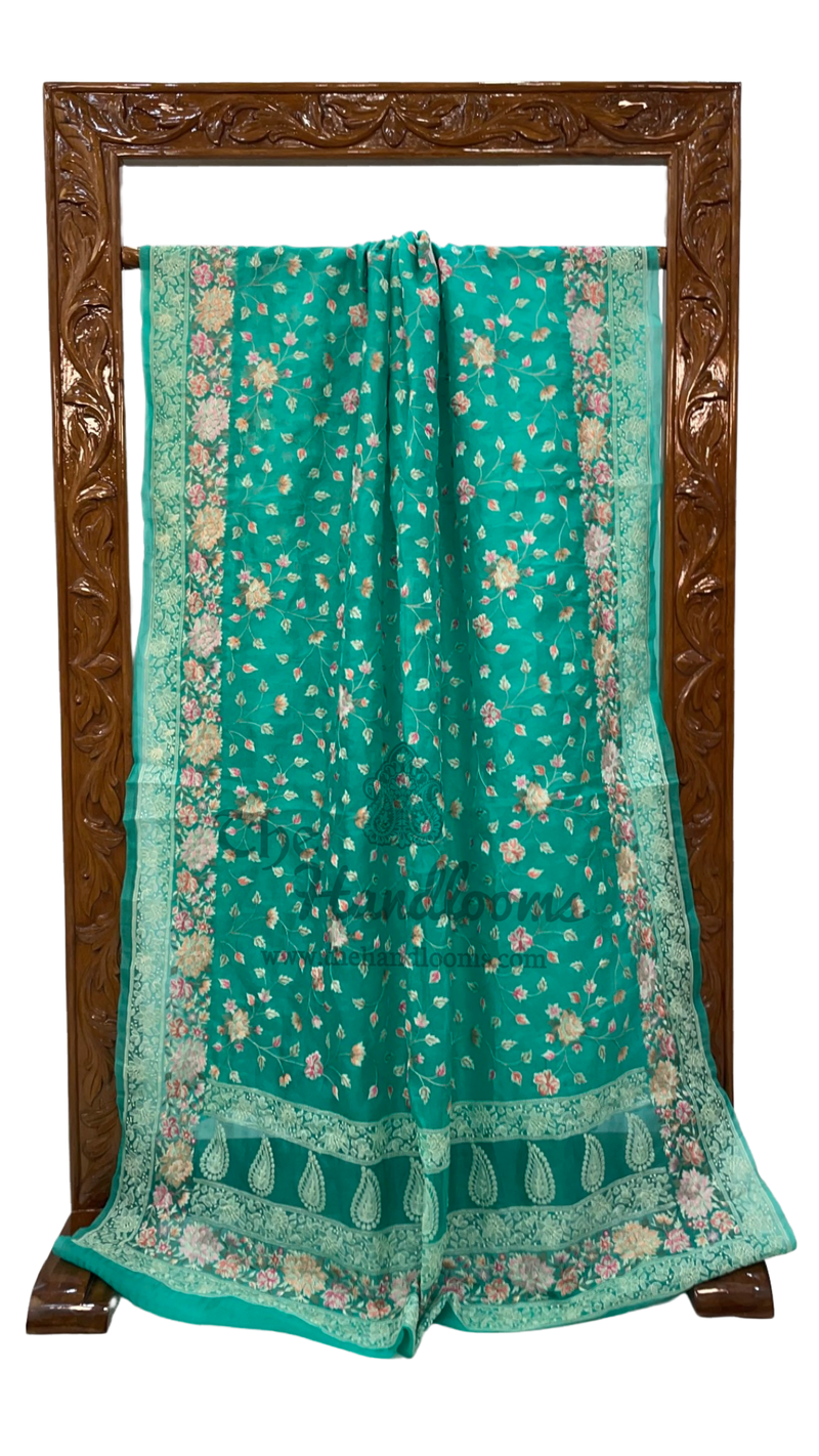 Pure Organza Chikankari Handloom Banarasi Saree - The Handlooms