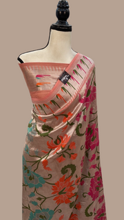 Pure Tussar Georgette Brocade Handloom Banarasi Saree - The Handlooms