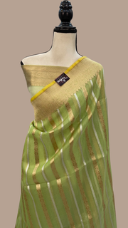 Pure Kora Handloom Banarasi Saree With Sona Roopa Stripe - The Handlooms