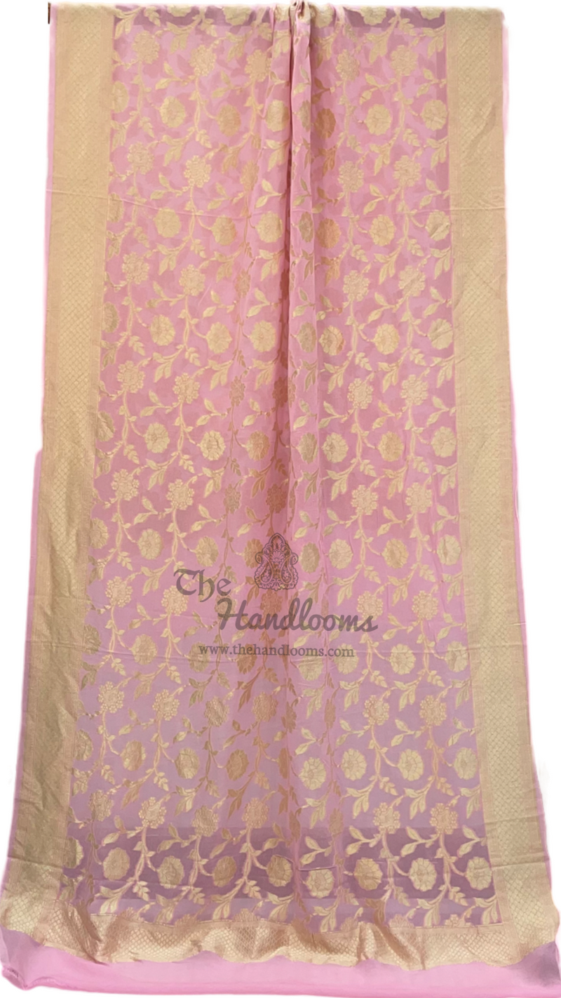 Pure Khaddi Georgette Dupatta - water zari - The Handlooms