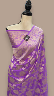 Pure Katan Silk Banarasi Handloom Saree - All Over Jaal Work - The Handlooms