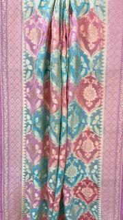 Pure Khaddi Georgette Dupatta - water zari - The Handlooms