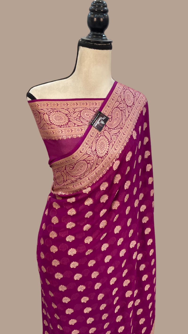 Pure Chiffon Khaddi Banarasi Saree - The Handlooms