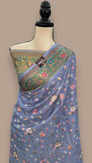 Tussar Silk Handloom Banarasi Saree With Chikankari - The Handlooms