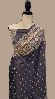 Tussar Silk Handloom Banarasi Saree With Chikankari - The Handlooms