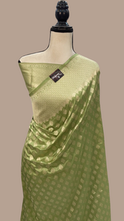 Pure Katan Silk Banarasi Handloom Saree - All Over Jaal Work - The Handlooms