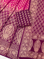 Pure Khaddi Georgette Bandhani Handloom Banarasi Lehenga - The Handlooms