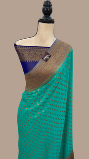 Khaddi Georgette Handloom Banarasi Saree -  Antique zari - The Handlooms
