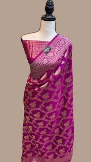 Pure Katan Silk Banarasi Handloom Saree - All over Jaal work - The Handlooms