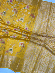 Pure Dupion Silk Banarasi Saree - Gold Zari - The Handlooms