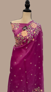 Pure Organza Chikankari Handloom Banarasi Saree - The Handlooms