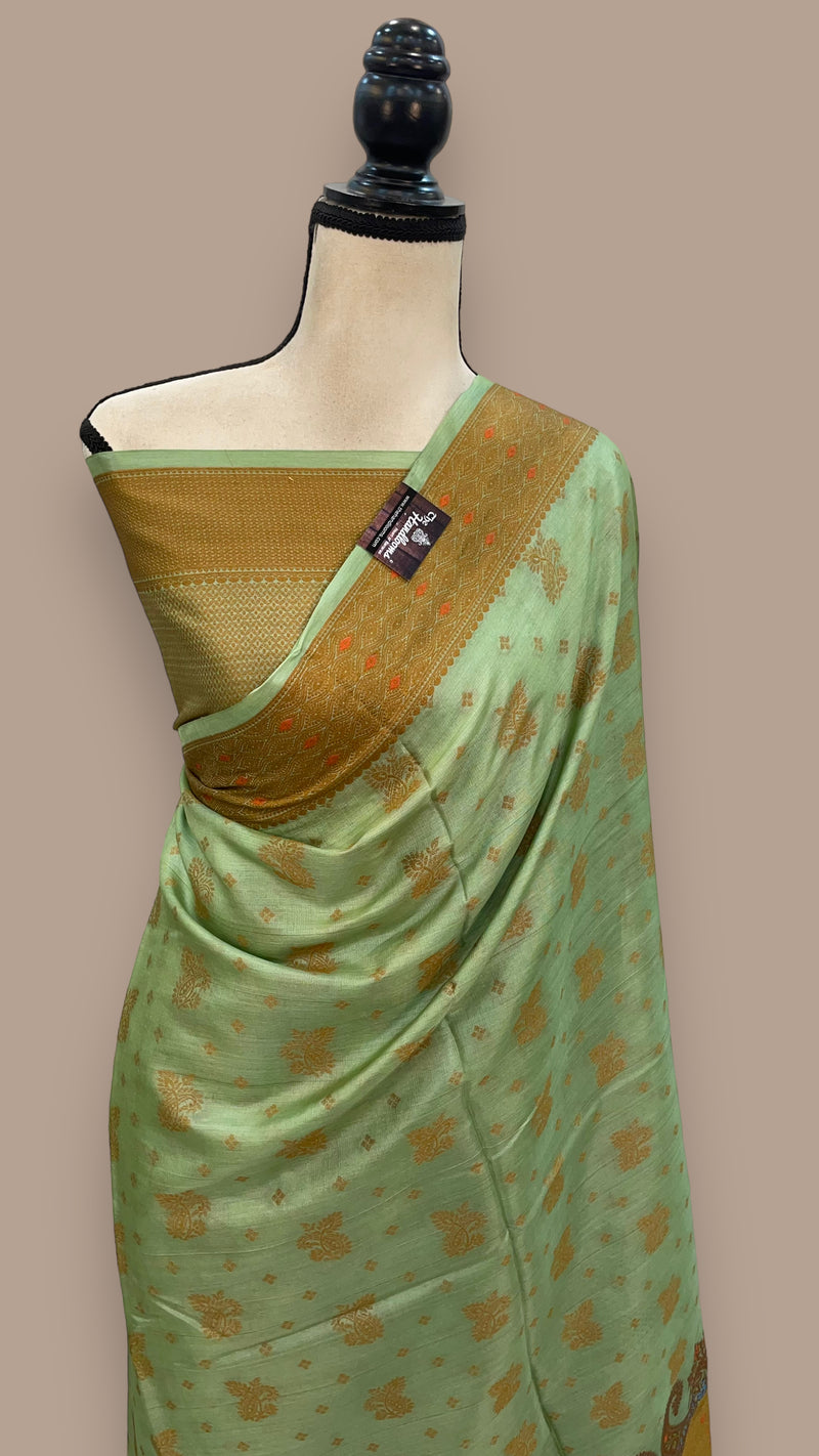 Pure Tussar Silk Handloom Banarasi Saree - The Handlooms