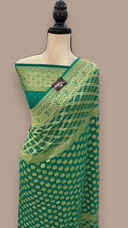 Pure Georgette Banarasi Bandhej Handloom Saree - The Handlooms
