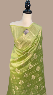 Pure Dupion Silk Banarasi Saree - Gold Zari - The Handlooms