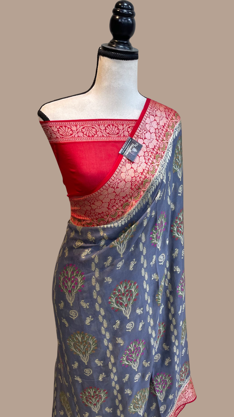 Pure Chiffon Khaddi Banarasi Saree - The Handlooms