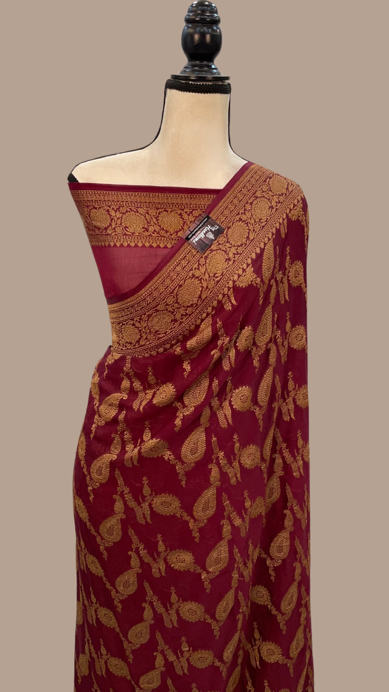 Khaddi Georgette Banarasi Saree -  Antique zari - The Handlooms