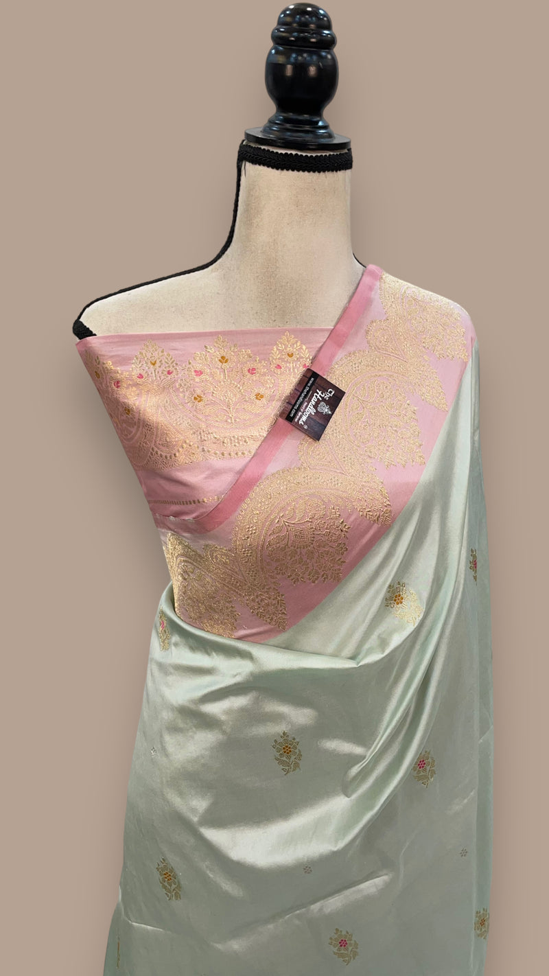 Pure Katan Silk Banarasi Handloom Saree - All over Kadua motifs With Meenakari - The Handlooms