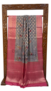 Pure Chiniya Silk Digital Print Handloom Banarasi Saree - The Handlooms