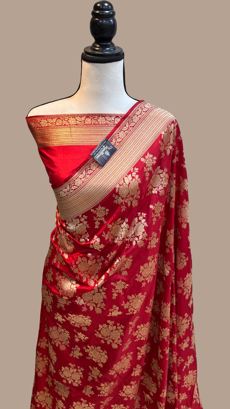 Pure Katan Silk Banarasi Handloom Saree - All over jaal work - The Handlooms