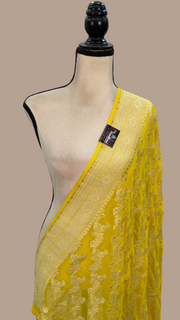 Pure Khaddi Georgette Dupatta - water zari - The Handlooms