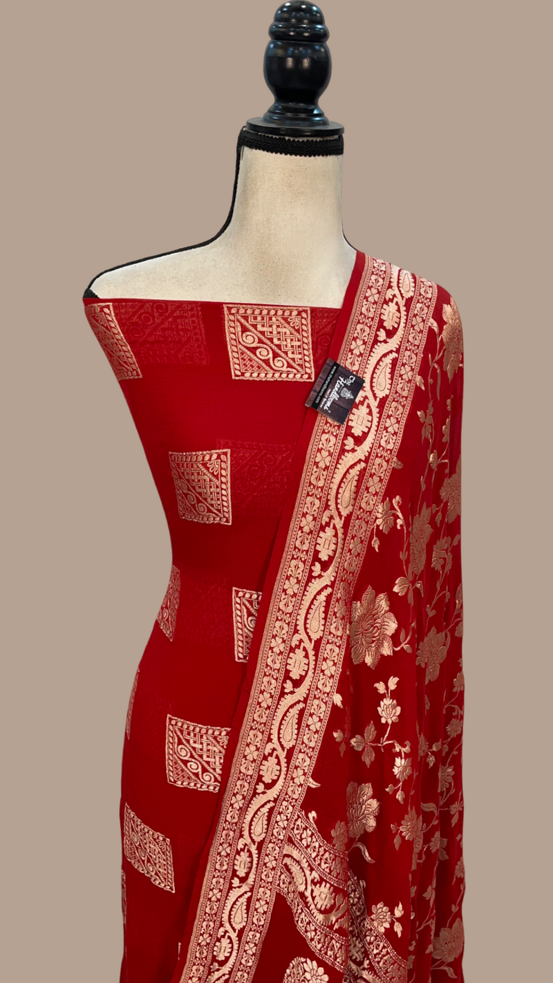 Khaddi Georgette Handlooms Banarasi Dress material - The Handlooms