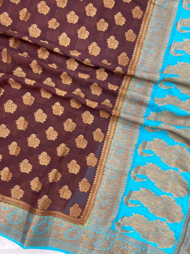 Pure Chiffon Khaddi Banarasi Saree - The Handlooms
