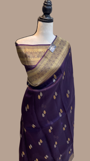 Pure Kora Handloom Banarasi Saree - Sona Roopa Alfi Kadua Booti - The Handlooms