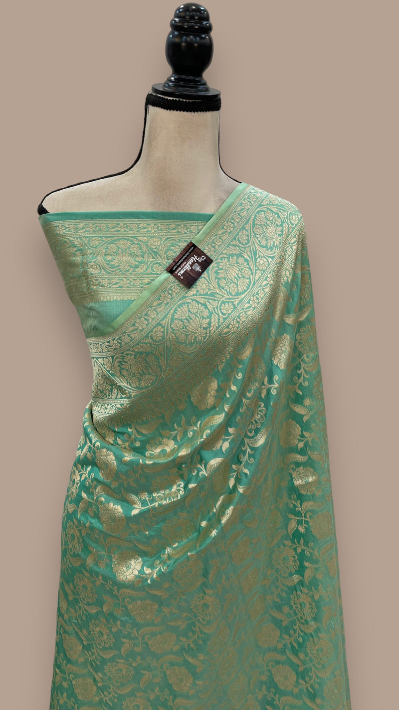 Pure Katan Silk Banarasi Handloom Saree - All Over Jaal Work - The Handlooms