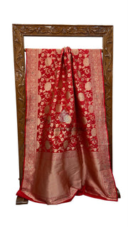 Pure Katan Silk Banarasi Handloom Saree - All Over Jaal Work With Meenakari - The Handlooms