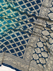 Pure Georgette Banarasi Bandhej Handloom Dupatta - The Handlooms