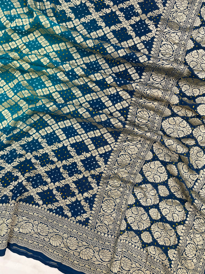 Pure Georgette Banarasi Bandhej Handloom Dupatta - The Handlooms