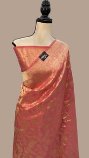 Pure Tissue Katan Silk Banarasi Handloom Saree - All over Jaal work - The Handlooms