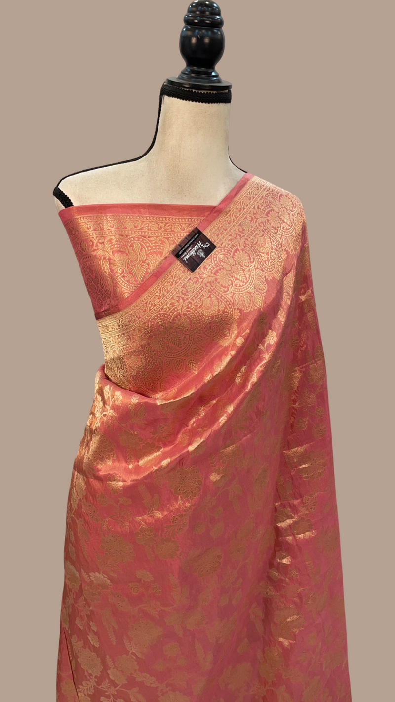Pure Tissue Katan Silk Banarasi Handloom Saree - All over Jaal work - The Handlooms