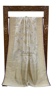 Ektara Pure Katan Silk Banarasi Handloom Saree - All over kadiyal Jaal work - The Handlooms