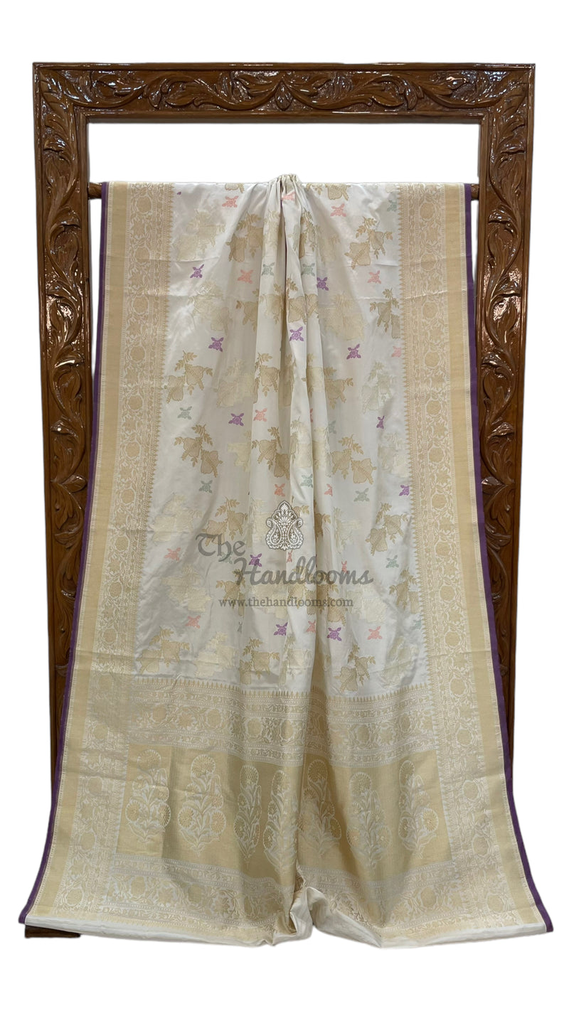 Ektara Pure Katan Silk Banarasi Handloom Saree - All over kadiyal Jaal work - The Handlooms