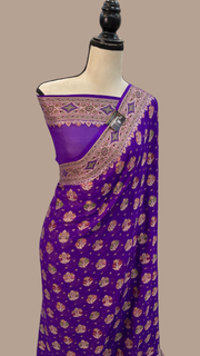 Pure Chiffon Khaddi Banarasi Saree - The Handlooms