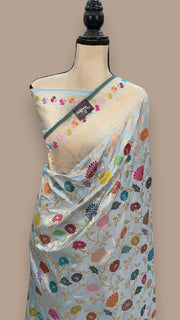 Ektara Pure Katan Silk Banarasi Handloom Saree - All over kadiyal Jaal work - The Handlooms