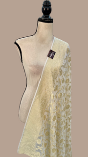Pure Khaddi Georgette Dupatta - water zari - The Handlooms