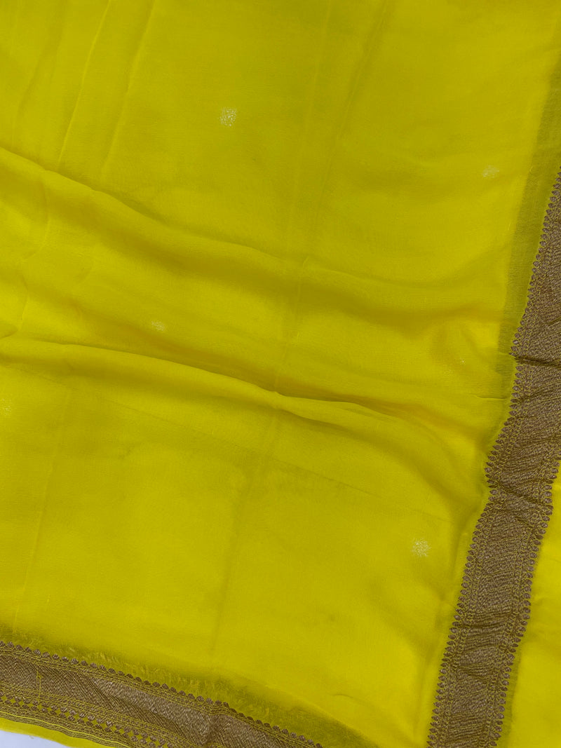 Pure Khaddi Georgette Dupatta - Antique zari - The Handlooms