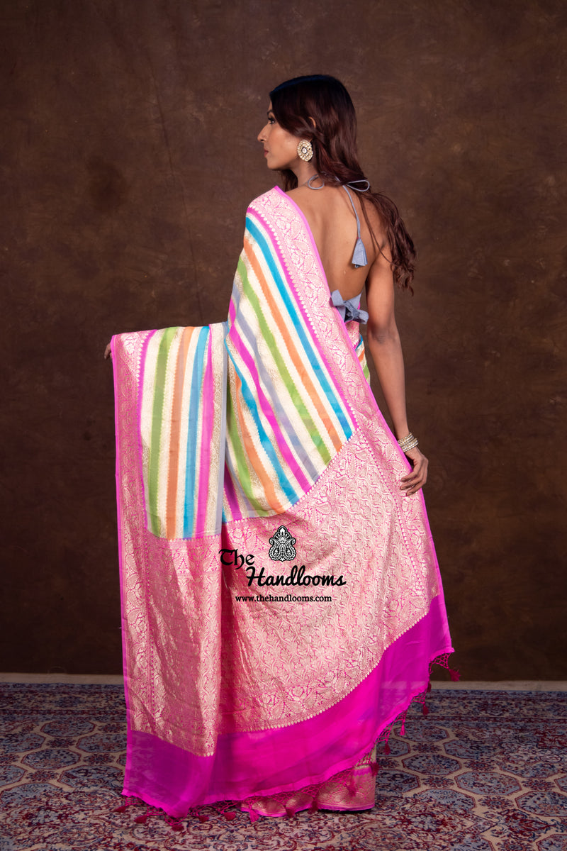 Rangkat Khaddi Georgette Handloom Banarasi Saree - The Handlooms