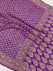 Pure Georgette Banarasi Bandhej Handloom Saree - The Handlooms